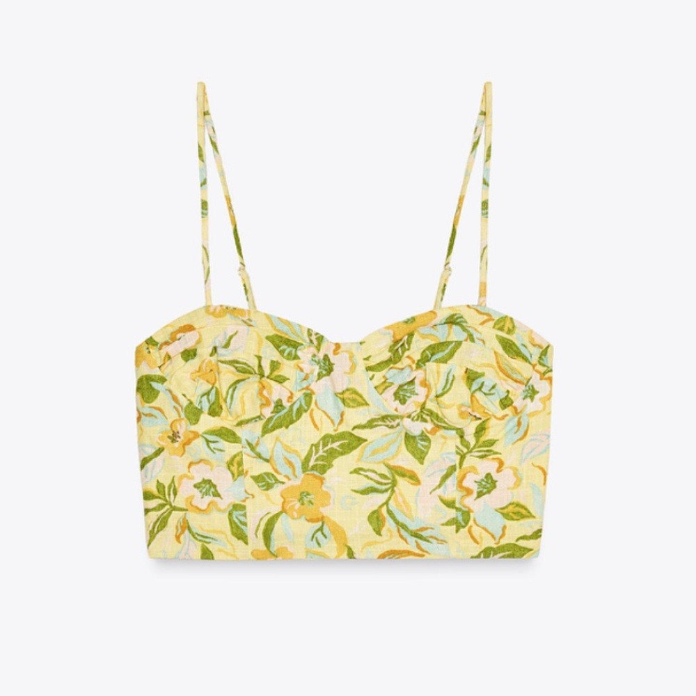 ZARA Printed Linen Top
